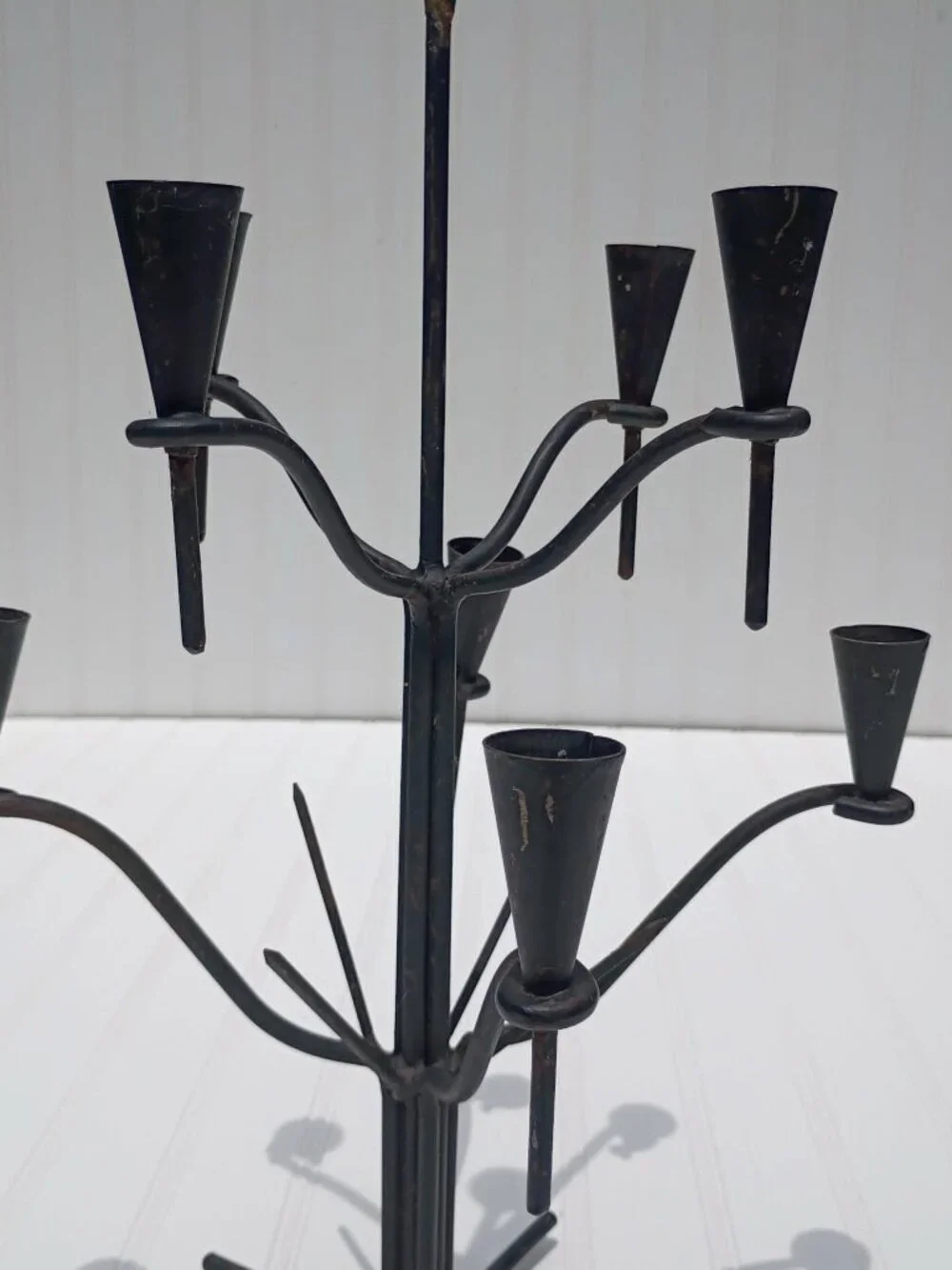 Hand Forged Iron Candelabra 9-Arm Candle Holder Industrial Farmhouse Rustic Vtg